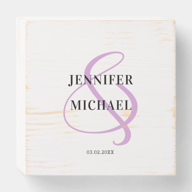 Minimal Ampersand Wedding Keepsake Wooden Box Sign (Front Horizontal)