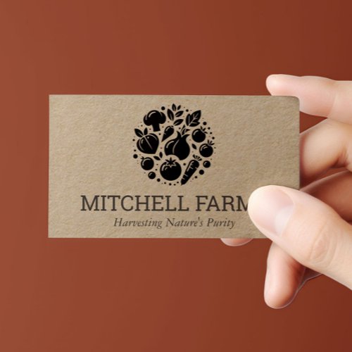 Minimal and Bold Vegetables Logo for Farmers Kraft Business Card