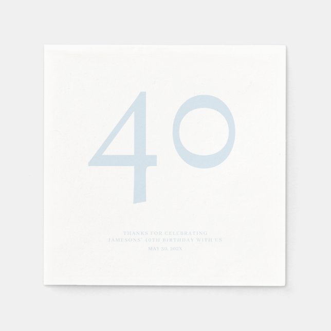 Minimal and Chic 40th Birthday Party Napkins (Front)