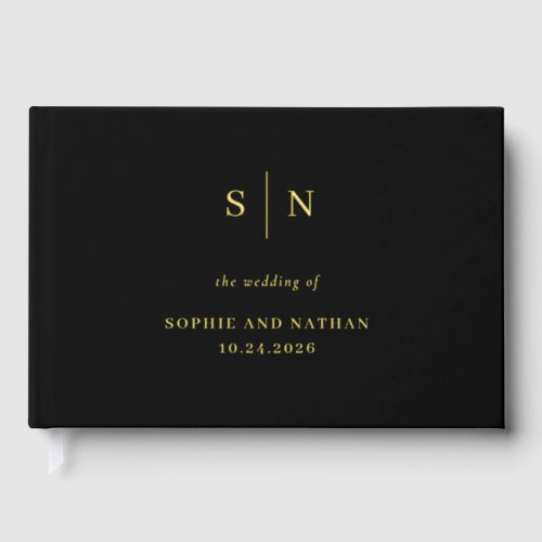 Minimal and Chic  Black and Gold Foil Wedding Foil Guest Book