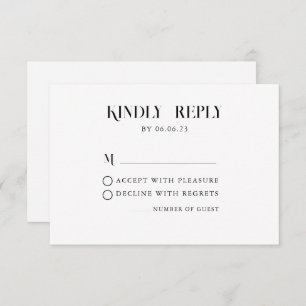 Minimal and chic black and Wedding RSVP Card