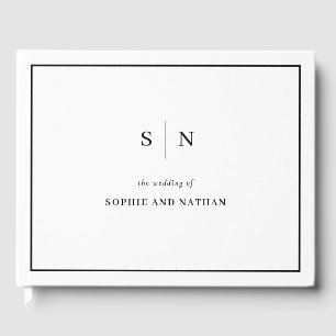 Minimal and Chic Black and White Border Wedding Guest Book