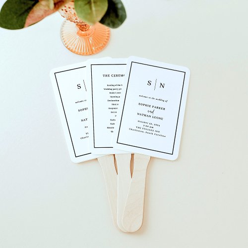 Minimal and Chic  Black and White Border Wedding Hand Fan