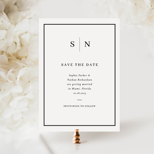 Minimal and Chic  Black and White Border Wedding Save The Date