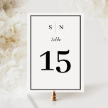 Minimal and Chic | Black and White Border Wedding Table Number<br><div class="desc">These elegant,  modern wedding table numbers feature a simple black and white minimalist text design,  with a classic frame at the border. Add your initials or monogram to make them completely your own.</div>