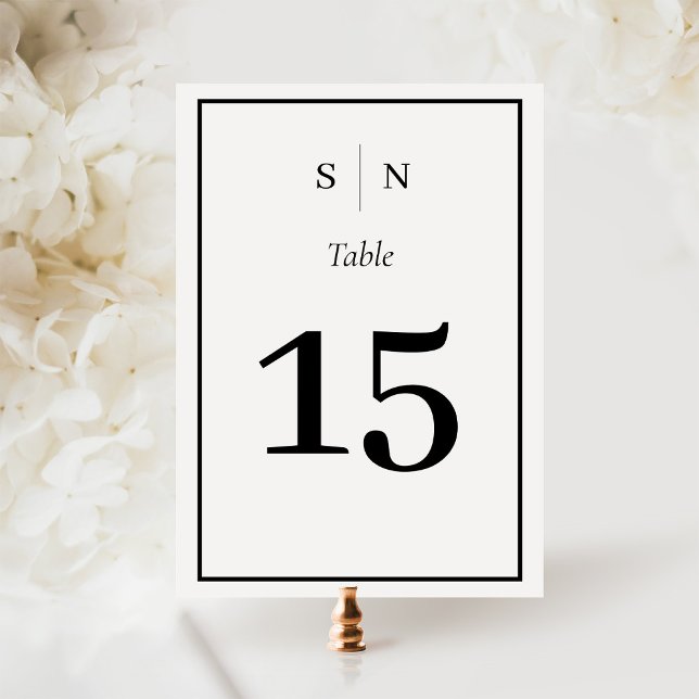 Minimal and Chic | Black and White Border Wedding Table Number (A black and white, minimalist wedding table number)