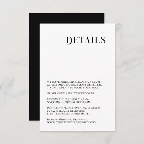 Minimal and chic black and white details card