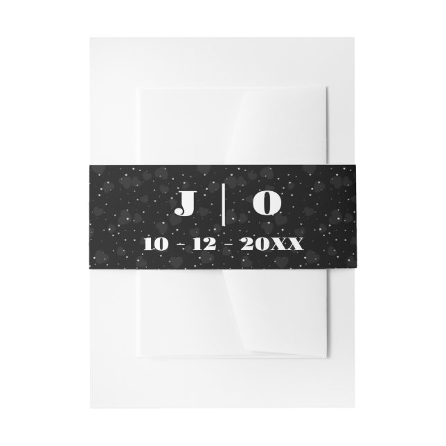 Minimal and Chic | Black and White Monogram Invitation Belly Band (Front Example)