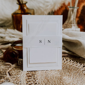 Minimal and Chic | Black and White Monogram Invitation Belly Band