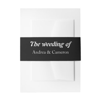 Minimal and Chic | black and White Monogram Invitation Belly Band