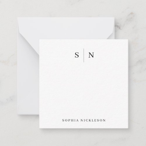 Minimal and Chic  Black and White Monogram Note Card