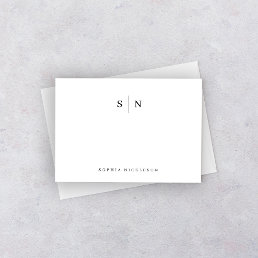 Minimal and Chic | Black and White Monogram Note Card