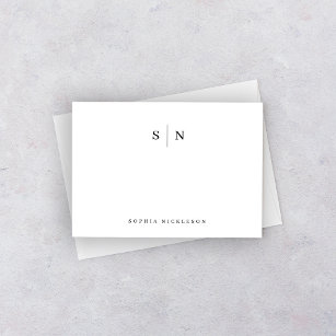 Minimal and Chic   Black and White Monogram Note Card