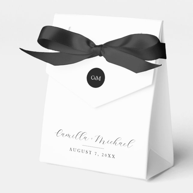 Minimal and Chic Black and White Photo Favor Box (Front Side)