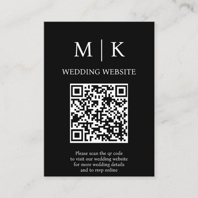 Minimal and Chic | Black and White QR Code Wedding Enclosure Card (Front)