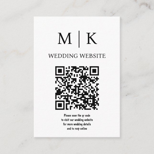 Minimal and Chic | Black and White QR Code Wedding Enclosure Card (Front)