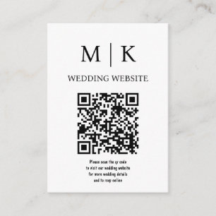 Minimal and Chic   Black and White QR Code Wedding Enclosure Card