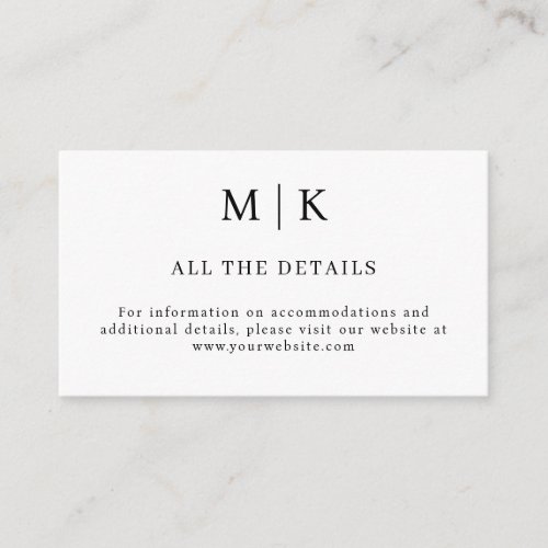 Minimal and Chic  Black and White QR Code Wedding Enclosure Card