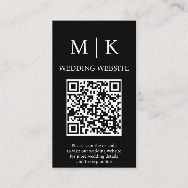 Minimal and Chic | Black and White QR Code Wedding Enclosure Card (Front)