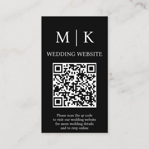 Minimal and Chic  Black and White QR Code Wedding Enclosure Card
