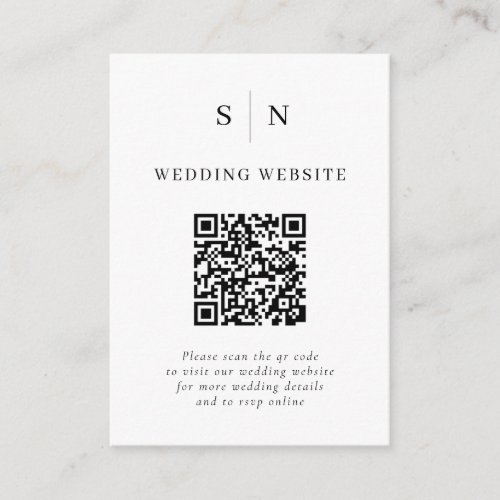 Minimal and Chic  Black and White QR Code Wedding Enclosure Card