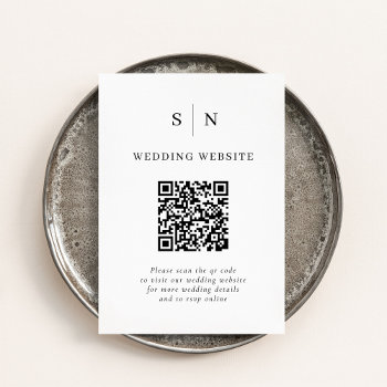 Minimal And Chic | Black And White Qr Code Wedding Enclosure Card by Customize_My_Wedding at Zazzle