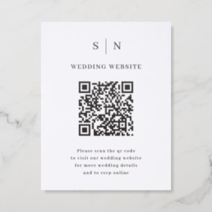 Minimal and Chic Black and White QR Code Wedding Letterpress Enclosure Card
