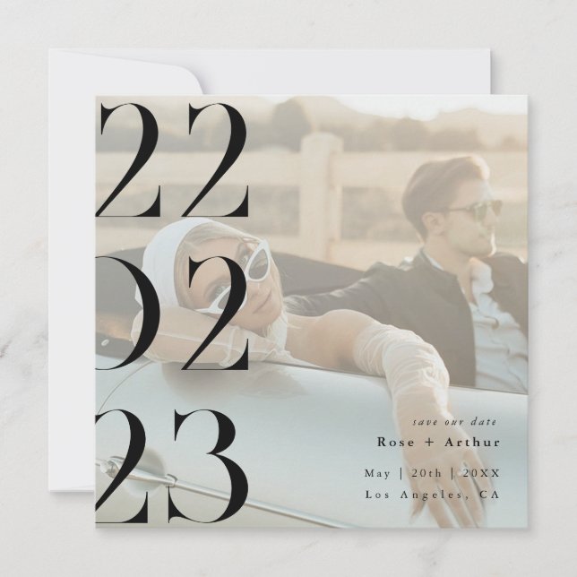 Minimal and chic black and white Save the date (Front)