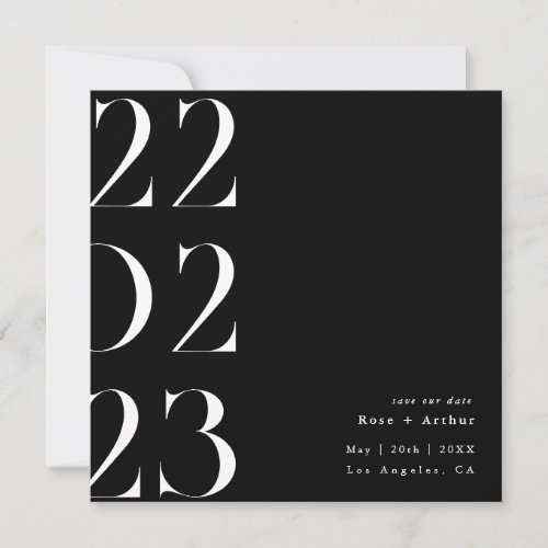 Minimal and chic black and white Save the date