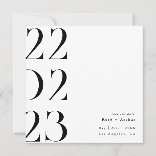 Minimal and chic black and white Save the date