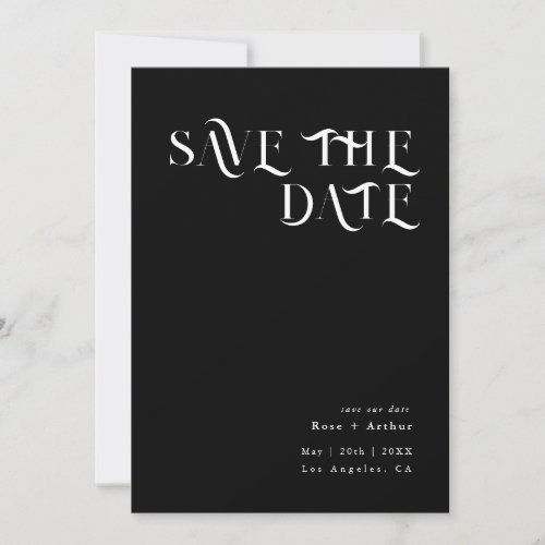 Minimal and chic black and white Save the date Invitation