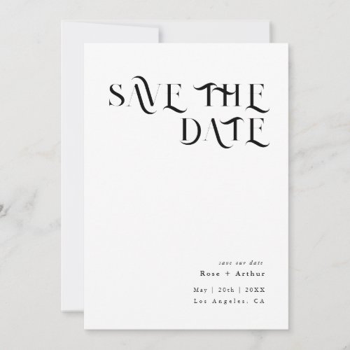 Minimal and chic black and white Save the date Invitation