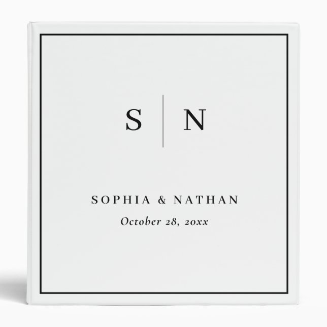 Minimal and Chic | Black and White Wedding 3 Ring Binder (Front)