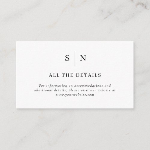 Minimal and Chic  Black and White Wedding Details Enclosure Card