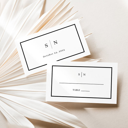 Minimal and Chic | Black and White Wedding Flat Place Card