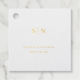 Minimal and Chic Black and White Wedding Foil Favor Tags