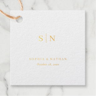 Minimal and Chic Black and White Wedding Foil Favor Tags