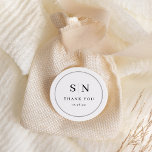 Minimal and Chic | Black and White Wedding Initial Classic Round Sticker<br><div class="desc">These elegant,  modern wedding thank you favor stickers feature a simple black and white text design that exudes minimalist style. Add your initials or monogram to make them completely your own.</div>