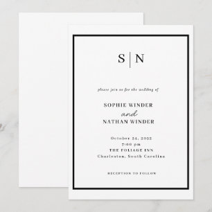 Minimal and Chic   Black and White Wedding Invitation