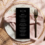 Minimal and Chic | Black and White Wedding Menu<br><div class="desc">These elegant,  modern wedding menu cards or rehearsal dinner menu cards feature a simple terracotta and white text design that exudes minimalist style. Add your initials or monogram to make them completely your own.</div>