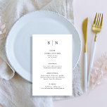Minimal and Chic | Black and White Wedding Menu Flyer<br><div class="desc">These elegant,  modern wedding menu cards or rehearsal dinner menu cards feature a simple black and white text design that exudes minimalist style. Add your initials or monogram to make them completely your own.</div>