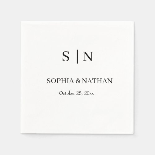 Minimal and Chic  Black and White Wedding Napkins