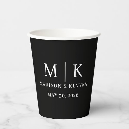 Minimal and Chic  Black and White  Wedding Paper Cups