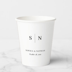 Minimal and Chic   Black and White Wedding Paper Cups