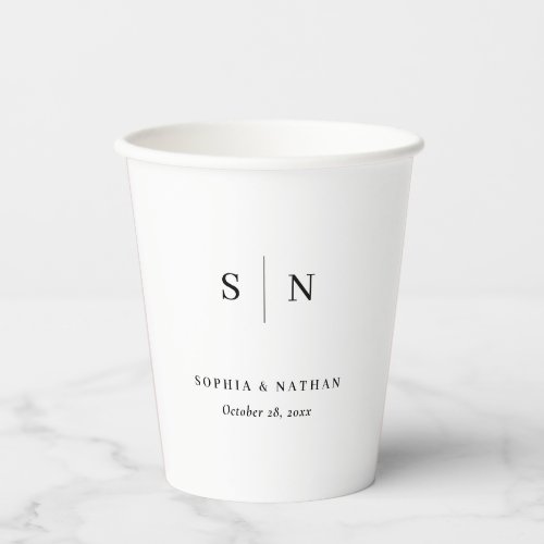 Minimal and Chic  Black and White Wedding Paper Cups