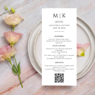Minimal and Chic   Black and White Wedding QR Code Menu