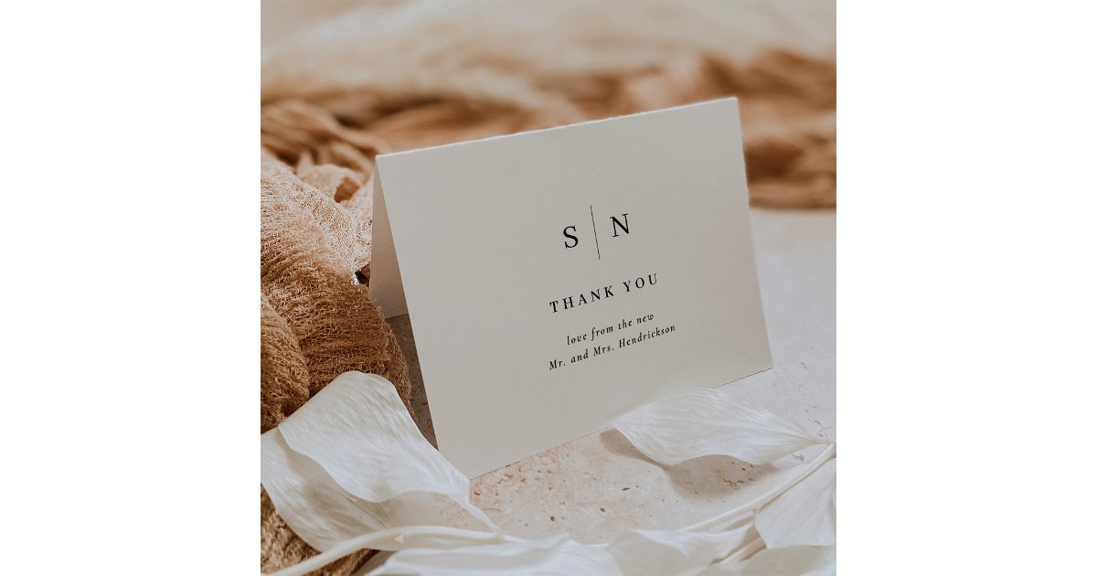 Minimal and Chic | Black and White Wedding Thank You Card | Zazzle
