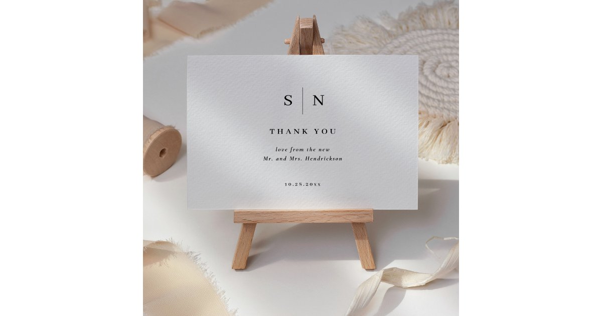 Minimal and Chic | Black and White Wedding Thank You Card | Zazzle