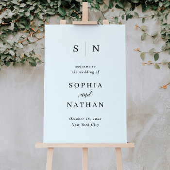 Minimal And Chic | Black And White Wedding Welcome Foam Board by Customize_My_Wedding at Zazzle