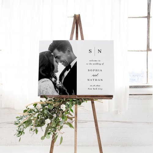 Minimal and Chic  Black and White Wedding Welcome Foam Board